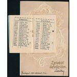 1902 Szívből üdvözlöm. , 1902-es aranyozott kártyanaptár/tárcanaptár díszes újévi levelezőlapon, jó állapotban, 13...