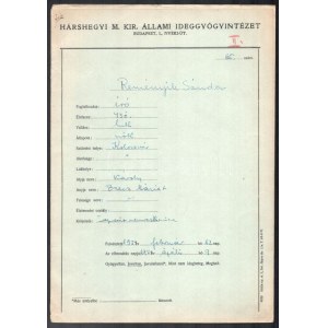 1937 Reményik Sándor (1890-1941) író, költő ideggyógyintézeti kórlapja...