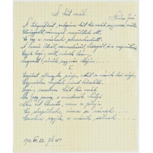 1942 Huszka Jenő (1875-1960). zeneszerző A két veréb c. versének aláírt autográf kézirata