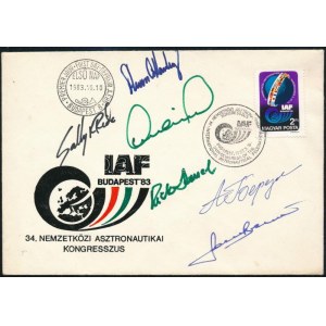 1983 IAF nemzetközi asztronautikai kongresszus FDC 8 úrhajós aláírásával ...