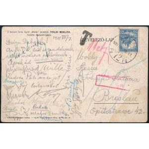 1931 A Nemzeti Torna Egylet tagjai által küldött képeslap, Budapestről Breslau (Wrocław/Boroszló...