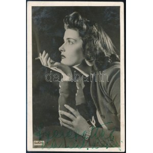 Karády Katalin (1910-1990) színésznő aláírt fotólapja hátul ragasztó nyommal