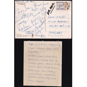 1986 Reno, az Egyesült Államokban rendezett ökölvívó világbajnokság magyar résztvevőinek aláírása képeslapon...