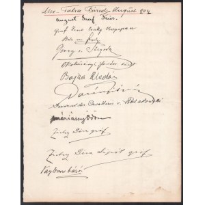 1904 Aláírás gyűjtemény papírlapon: két oldalon a századéelő híres személyiségeiknek, politikusok, miniszterek...