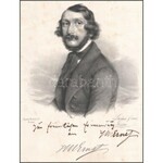 1845 Heinrich Wilhelm Ernst (1814-1865) zeneszerző és hegedűművész autográf dedikálással ellátott kőnyomatos portréja...