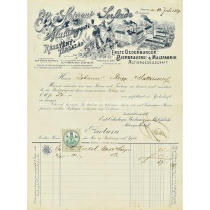 1897 Első Soproni Serfőzde díszes fejléces számlája / Brewery invoice