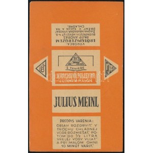 cca 1920-1940 Julius Meinl szlovák nyelvű számolócédula, Erőtápszerüzem Bp., 13,5x8,5 cm