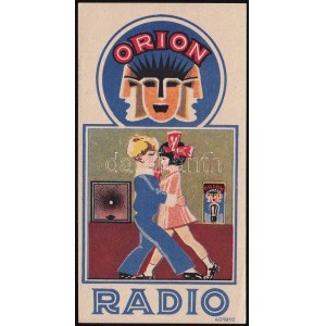 cca 1930-1940 Orion rádió számolócédula, szép állapotban, 13x7 cm
