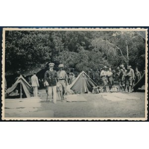 cca 1933 Horthy Miklós és Teleki Pál egy cserkész táborban. Fotólap / Scout camp with Horthy and Teleki...