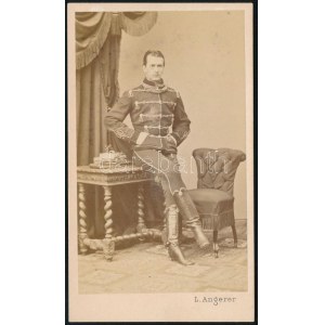 cca 1864 Rohonczy Aladár (1845-1902) huszár főhadnagy vizitkártya méretű fényképe...