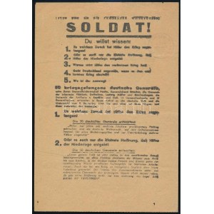 1944 Soldat! Du willst wissen. Szovjet propaganda röplap német katonák részére német nyelven ...