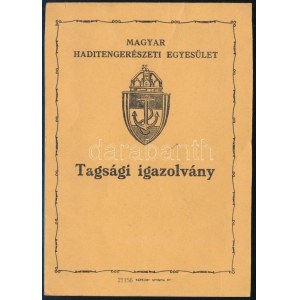 1944 Magyar Haditengerészeti Egyesület tagsági igazolvány / Hungarian Navy Assoc. ID: