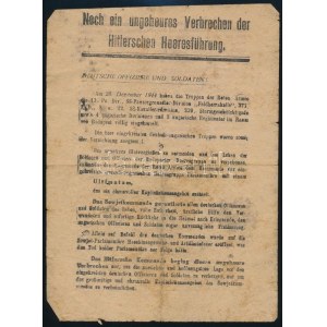 1944. 12. 26-31. Szovjet propaganda szórólap a Budán rekedt német katonáknak, mely megadásra szólítja őket fel...