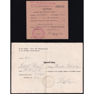 1944-1945 3 db mentesítési igazolvány