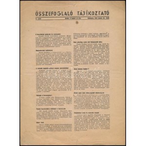 1945. 01.30. Összefoglaló tájékoztató. A körülzárt Budapesti, Budai német és magyar csapatok újságja. 1 p...