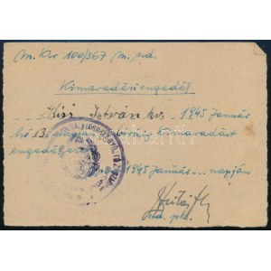 1945 január kimaradási engedély katona részére