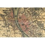 cca 1870-1876 Buda-Pest térképe, rajta az Andrássy (Sugár) út és a Nagykörút kijelölt (,de még nem álló) nyomvonalával...