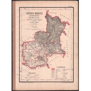 cca 1890-1900 Bereg megye közigazgatási térképe. Hivatalos adatok alapján rajzolta: Hátsek Ignác m. kir. térképész. 1 ...