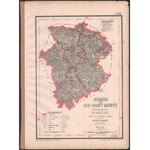 cca 1890-1900 Gömör és Kishont megye közigazgatási térképe. Hivatalos adatok alapján rajzolta: Hátsek Ignác m. kir...