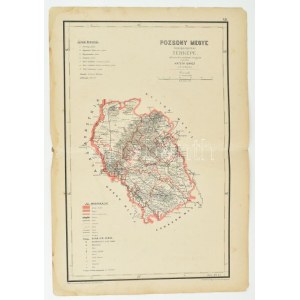 cca 1890-1900 Pozsony megye közigazgatási térképe. Hivatalos adatok alapján rajzolta: Hátsek Ignác m. kir. térképész...