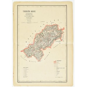 cca 1890-1900 Trencsén megye közigazgatási térképe. Hivatalos adatok alapján rajzolta: Hátsek Ignác m. kir. térképész...