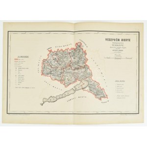 cca 1890-1900 Veszprém megye közigazgatási térképe. Hivatalos adatok alapján rajzolta: Hátsek Ignác m. kir. térképész...