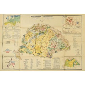 cca 1920 Magyarország gazdaságföldrajzi térképe, dr. Teleki Pál gróf, és dr...
