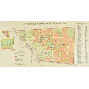 cca 1930-1940 Bp., A X. ker. Kerepesi úti temető helyszínrajza, Klösz György és Fia Térképészeti Műintézet Bp., 59...