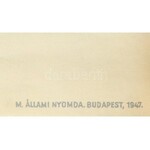 1947 Macskássy János (1910-1993): Újjáépítési állami sorsjáték, plakát, 82×57 cm