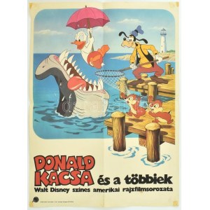 Donald kacsa és a többiek, Walt Disney színes amerikai rajzfilmsorozata, MOKÉP plakát, szakadással, ragasztás nyomaival...