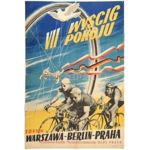 1954 VII. Wyscig Pokoju, Warszawa-Berlin-Praha, 2-17. V. 1954. / Verseny a békéért, lengyel kerékpárverseny plakát ...