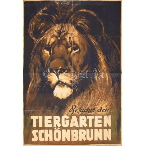 Besuchet den Tiergarten Schönbrunn, Praschl, plakát, litografált, hajtott, restaurált, 82×58 cm
