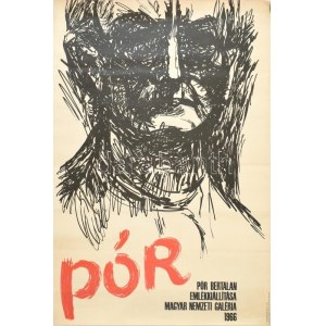 1966 Pór Bertalan Emlékkiállítása, Magyar Nemzeti Galéria, hajtott, szakadással, 81×57 cm