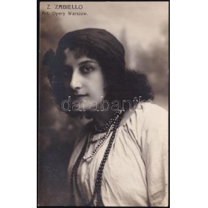 cca 1910-1920 Zofia Zabiello-Mazurkiewiczova (1884-1968) lengyel opera-énekesnő fotólapja, Mlarski & Tavrell (Varsó...