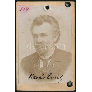 1904 Kazár Emil (1843-1922) hírlap- és regényíró fényképes Ős-Budavára bérletjegye, saját kezű aláírásával...
