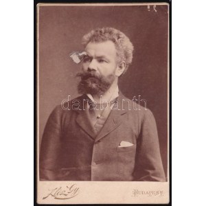 cca 1886 Munkácsy Mihály (1844-1900) festőművész portréja, keményhátú fotó Klösz György (1844-1913) budapesti ...