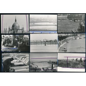 1976-1977 Budapesti városképek, 44 db vintage nézőkép, 9x6 cm