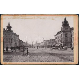 cca 1890 Arad, Andrássy tér piac, sérült, hátul ragasztónyommal. Keményhátú fotó. 17x11 cm