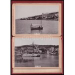 1895 Abbazia, leporelló album 12 fotóval, díszes, aranyozott egészvászon-kötésben kissé sérült, foltos gerinccel...
