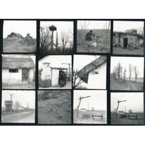 1973 Kecskeméti tanyavilág, Ballószög és környéke, 33 db vintage nézőkép, 6x6 cm