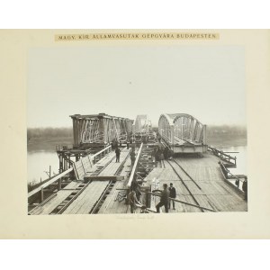 cca 1906 A kiskörei Tisza-híd korszerűsítése, kartonra ragasztott fotó, feliratozva, 23×30 cm