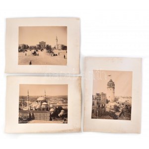 cca 1880 Isztambul 3 db nagy méretű fotó / Istanbul 3 large photos on cartboard. 41x30 cm