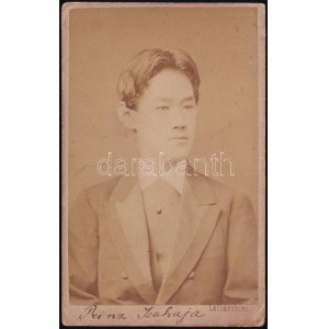 cca 1880-1900 Feltehetőleg japán férfi (Prinz Isahaja) portréja, keményhátú fotó, Wien, Lafranchini...