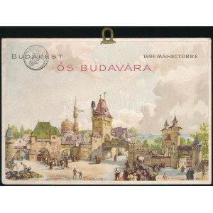 1896 Budapest, Ős-Budavára, építész: Oskar Marmorek (1863-1909), kiadja: Posner, litho kép, 13,5×19...