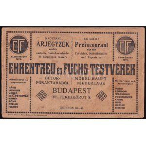 cca 1910 Ehrentreu és Fuchs Testvérek bútornagykereskedése képekkel illusztrált árjegyzéke. Bp....