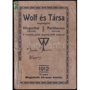 1912 Wolf és Társa hangszergyár képekkel illusztrált katalógusa, árjegyzéke, 106 p., sérült papírkötés...