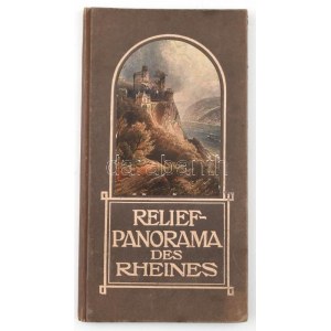 1913 Relief - Panorama des Rheines - színes litografált, dekoratív, kihajtható rajzos panorámakép a Rajna Köln...