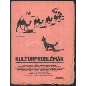 1923 Czakó Ambró: Kulturproblémák., 1923, Világosság-ny., 32 p. Benne: Goldzieher Miksa: A fajkérdés. Kiadói papírkötés...