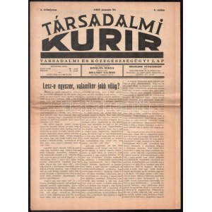 1932 Társadalmi Kurir (Társadalmi és Közegészségügyi Lap) I. évfolyamának 1. száma