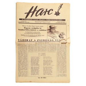 1944 A Harc. 1944. jul. 1., I. évf. 4. sz. A Zsidókérdést Kutató Magyar Intézet hivatalos lapja. Főszerk....